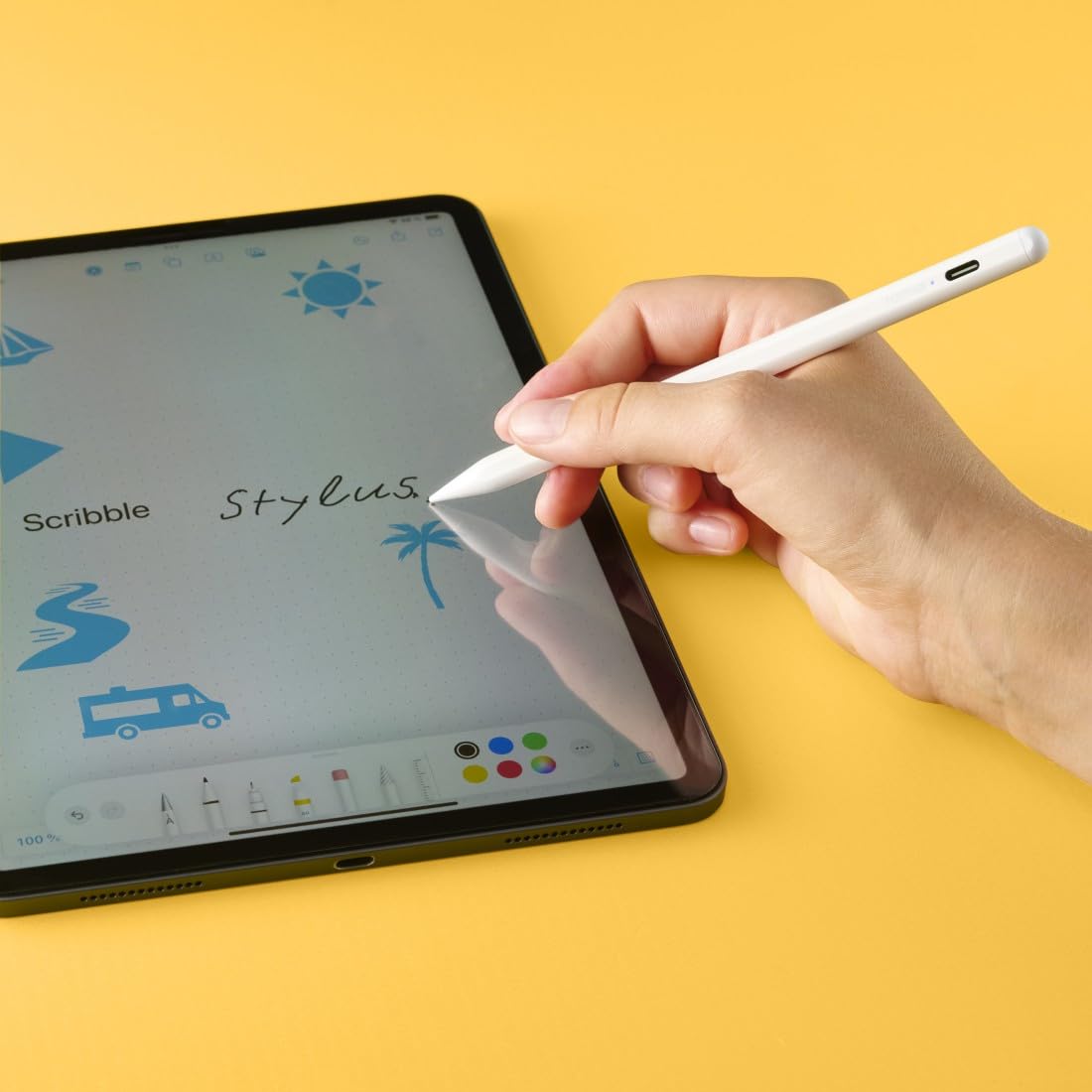 HAMA | Lápiz Óptico para iPad (Compatible con Todos los Ipads Actuales, Carga Rápida, Batería Duradera, 12 Horas de Uso) Color Blanco