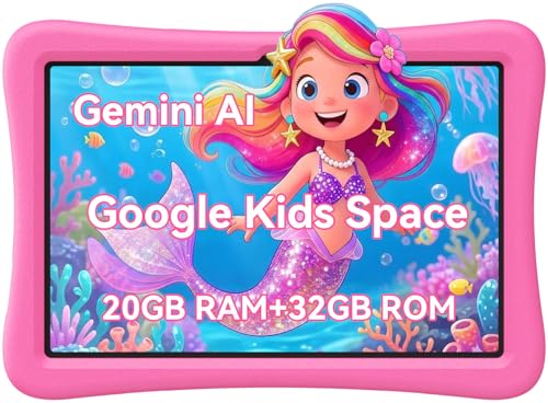 SVITOO Kids Tablet 10 Inch, Android Tablets Toddler Tablet with Parental Controls, 20GB Ram 32GB ROM 1TB Expandable, Dual Camera, 6000mah WiFi 6, Shockproof Eva Case Pink
