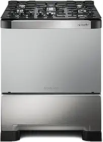 Fogão 5 Bocas Mueller Decorato Vetro Inox Bivolt com Mesa de Vidro