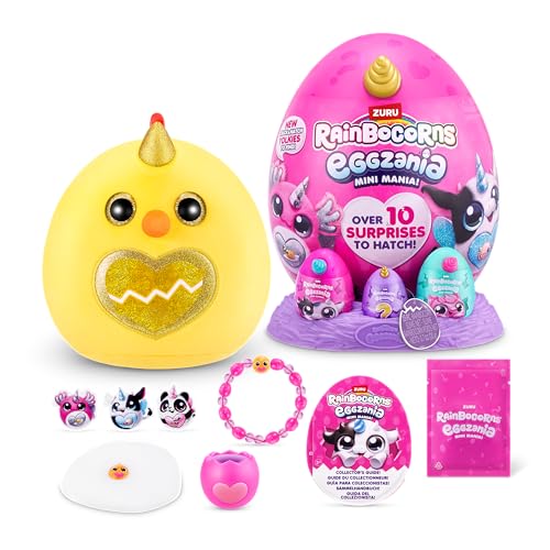 Rainbocorns Eggzania Mini Mania, Chicken, by ZURU Plush Surprise Unboxing with Animal Soft Toy, Idea for Girls with Imaginary Play (Chicken)