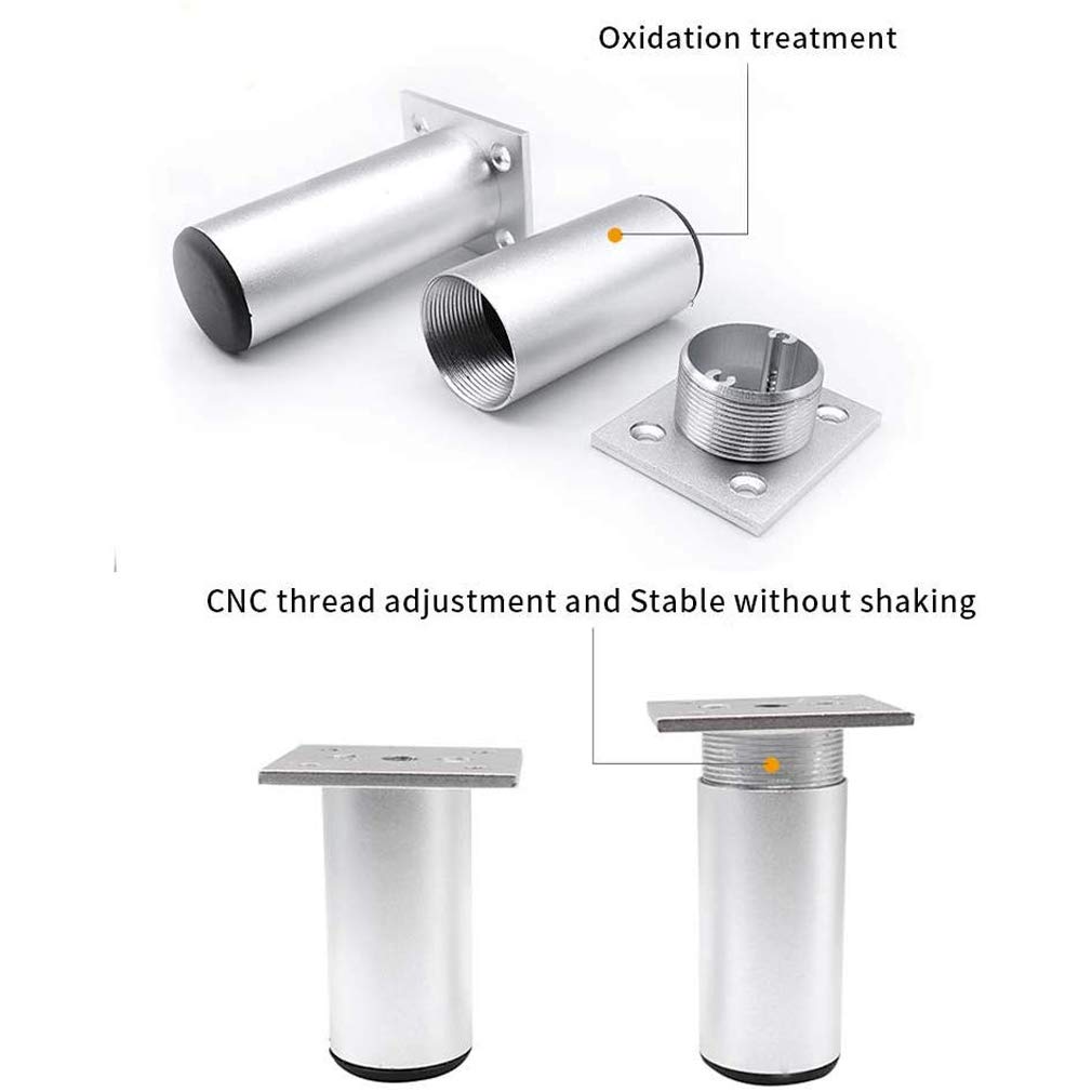 Patas de aluminio ajustables para muebles, paquete de 4 patas redondas que mejoran la altura para sofás, camas, armarios de TV y muebles de baño, patas de soporte de metal resistentes para decoración