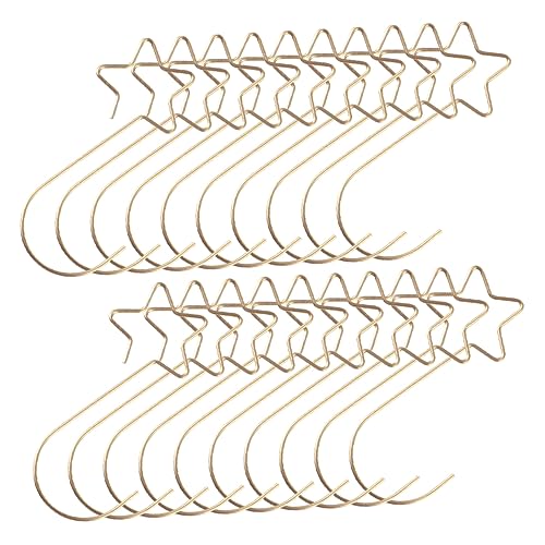 ERINGOGO 100pcs Xmas Tree Ornament Hooks Metal Wire Hooks Gold Color Stainless Steel No Tools Required Perfect for Christmas Decor
