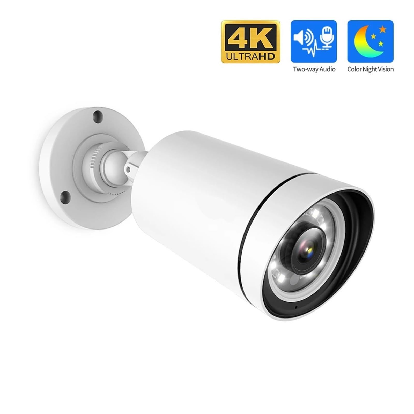 Telecamera di sicurezza IP da esterno 4K PoE da 8 MP | Telecamera CCTV con visione notturna a colori, allarme di movimento e sorveglianza intelligente