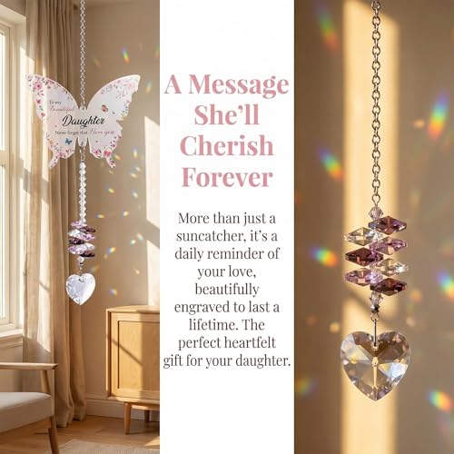 Image of Daughter Gifts from Mom - Crystal Suncatcher with Rainbow Prisms, Butterfly Hanging Ornament, for Daughter Adult & Teen, Unique Window Decor Keepsake