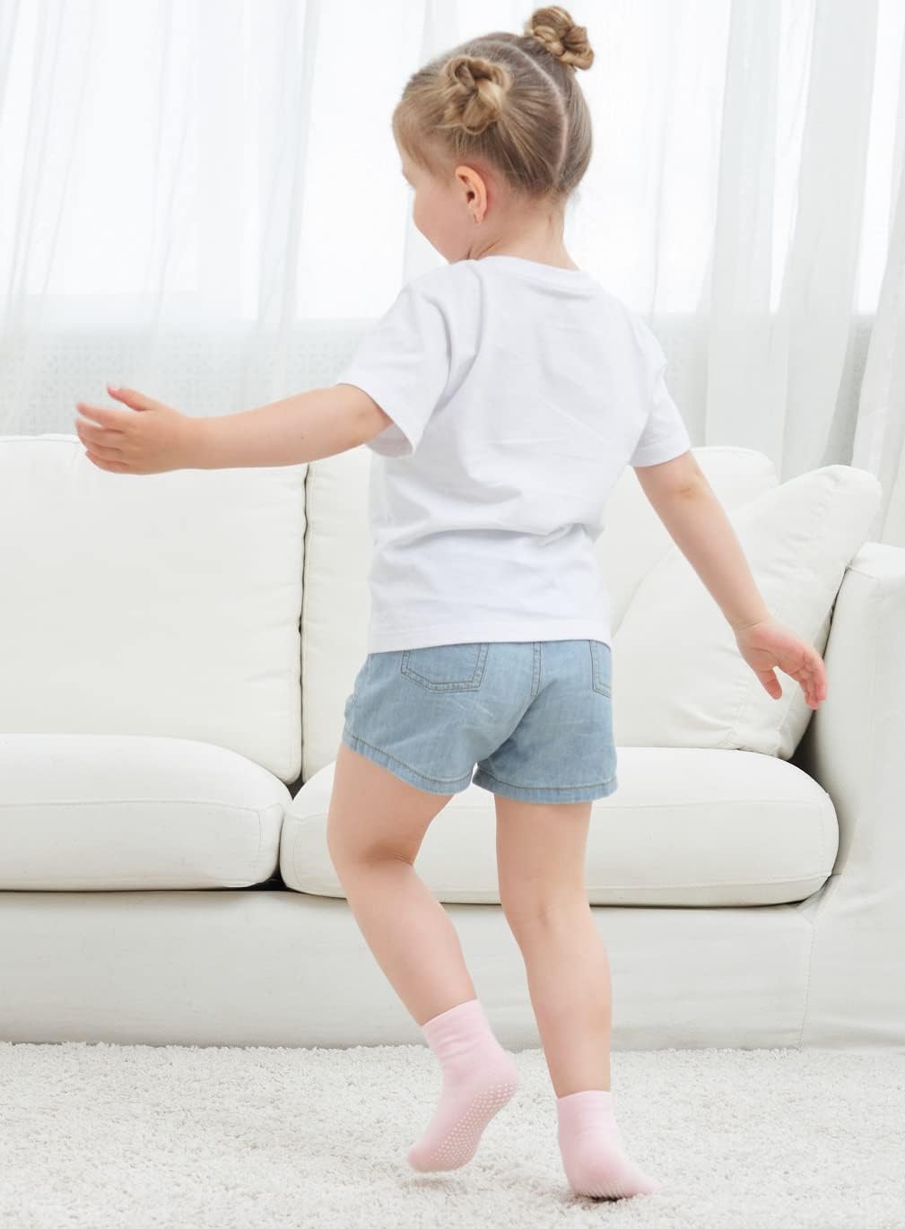 ZAPLES Baby Non Slip Grip Crew Socks with Anti Skid Soles for Infants Toddlers Kids Boys Girls - Image 3