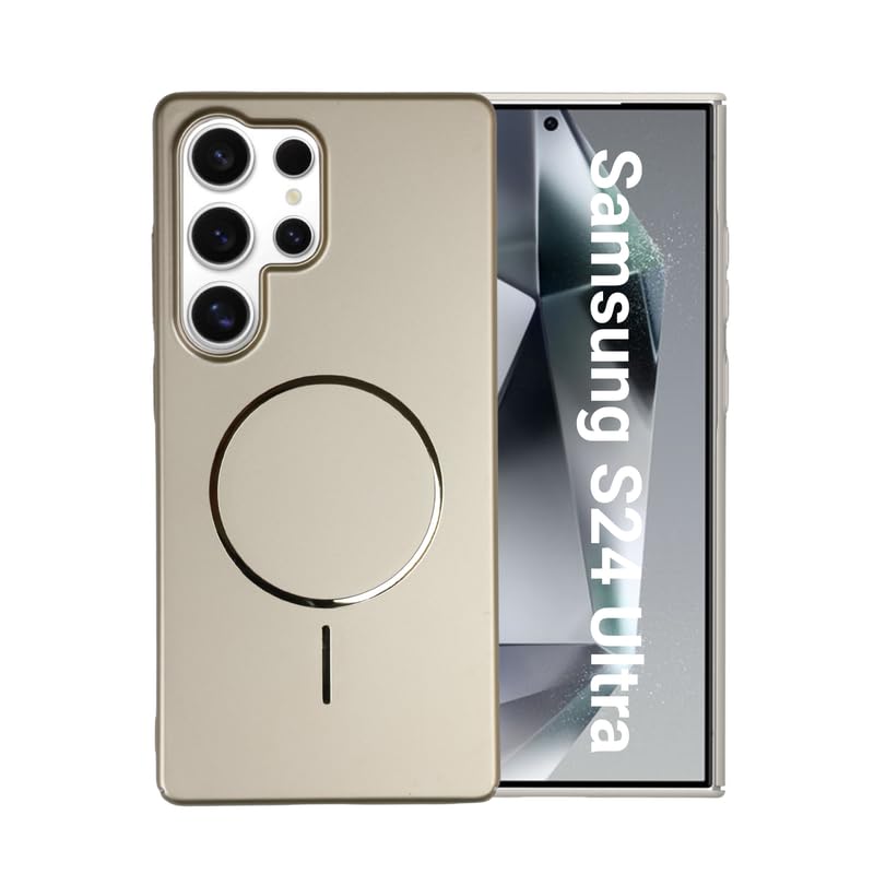 Image of AIBEX Ultra-Thin Mag-Saf Back Cover Case Compatible with Samsung S24 Ultra| Slim Fit Scratch-Resistant Matte | Magnetic Wireless Charging |Microfibre Lining |Camera Protection (PC Material) -Titanium