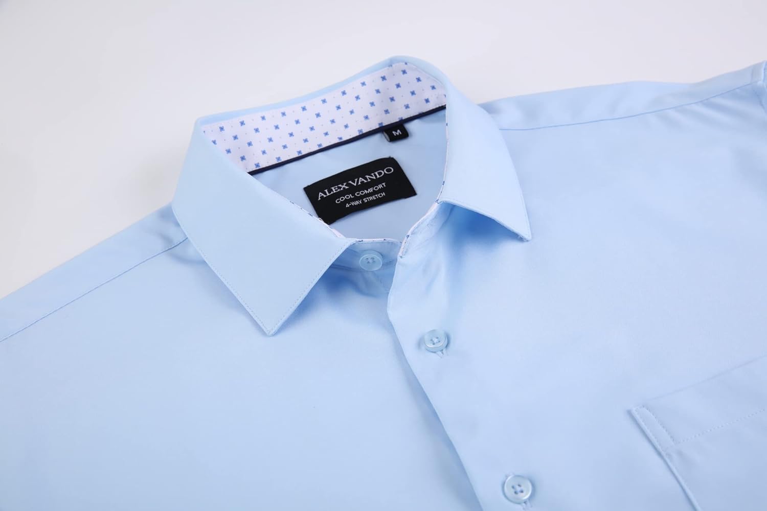 Alex Vando Mens Dress Shirts Regular Fit Long Sleeve Stretch Business Dress Shirts for Men - Image 3