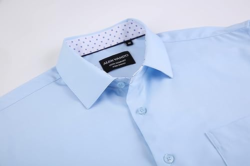 Vista 2 de Alex Vando - Camisas de vestir elásticas de ajuste regular y manga larga, para negocios, para hombres