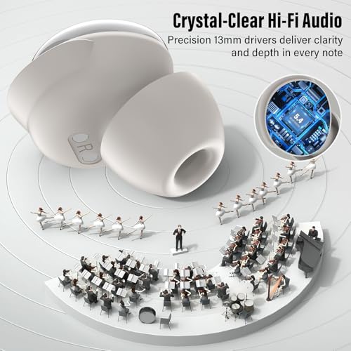 Image of Sleep Earbuds Bluetooth 5.4 in Ear Smart Touch Screen Ear Buds, 48H Playtime Mini Sleep Headphones Small Design for Side Sleepers, 5 EQ Modes, Crystal-Clear Calls, IPX7 Waterproof Earphones Off White