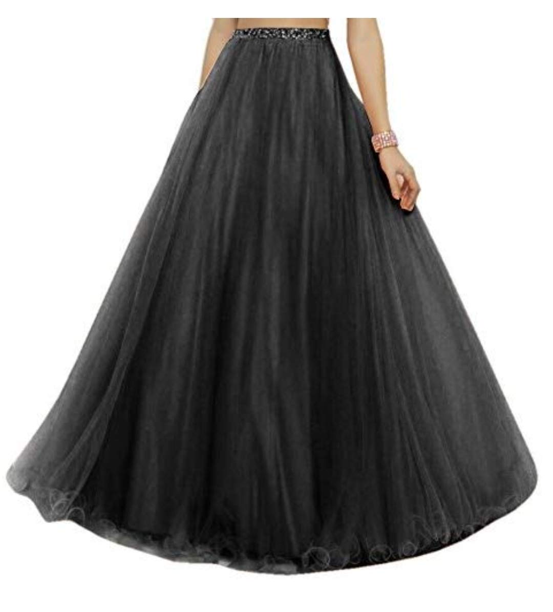 Girls and Women's Long Tulle Net Skirt with Cane Inside Fully Stiched (12 Colours)