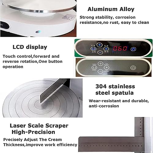 Máquina eléctrica para glaseado de Pasteles, esparcidora de Crema - Máquina automática para Cubrir y Alisar Pasteles de cumpleaños, para una fácil aplicación de Crema y decoración de pastele