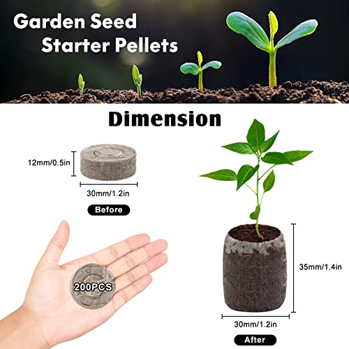 200 Pack 30Mm Peat Pellets Seed Starter Pods, Seed Starter Soil Peat Pellets For Seedlings, Seeds Starting Peat Pellet For Planting Starter Pods Seeding Soil Peat Soil #TOP1