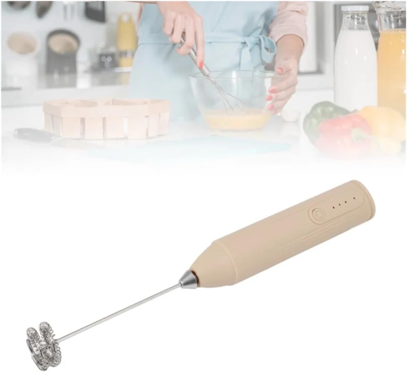 Milk Frother Handheld Mixer for Coffee Milkshake Whisking(Pink)