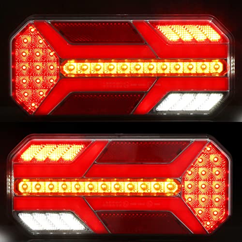 DARKGUARD Feux Remorque LED Feu Arrière Remorque 12V 24V Universels Feux De Camion LED Éclairage De Caravane Feu Voiture 7 Fonctions Intégrées ECE Etanche