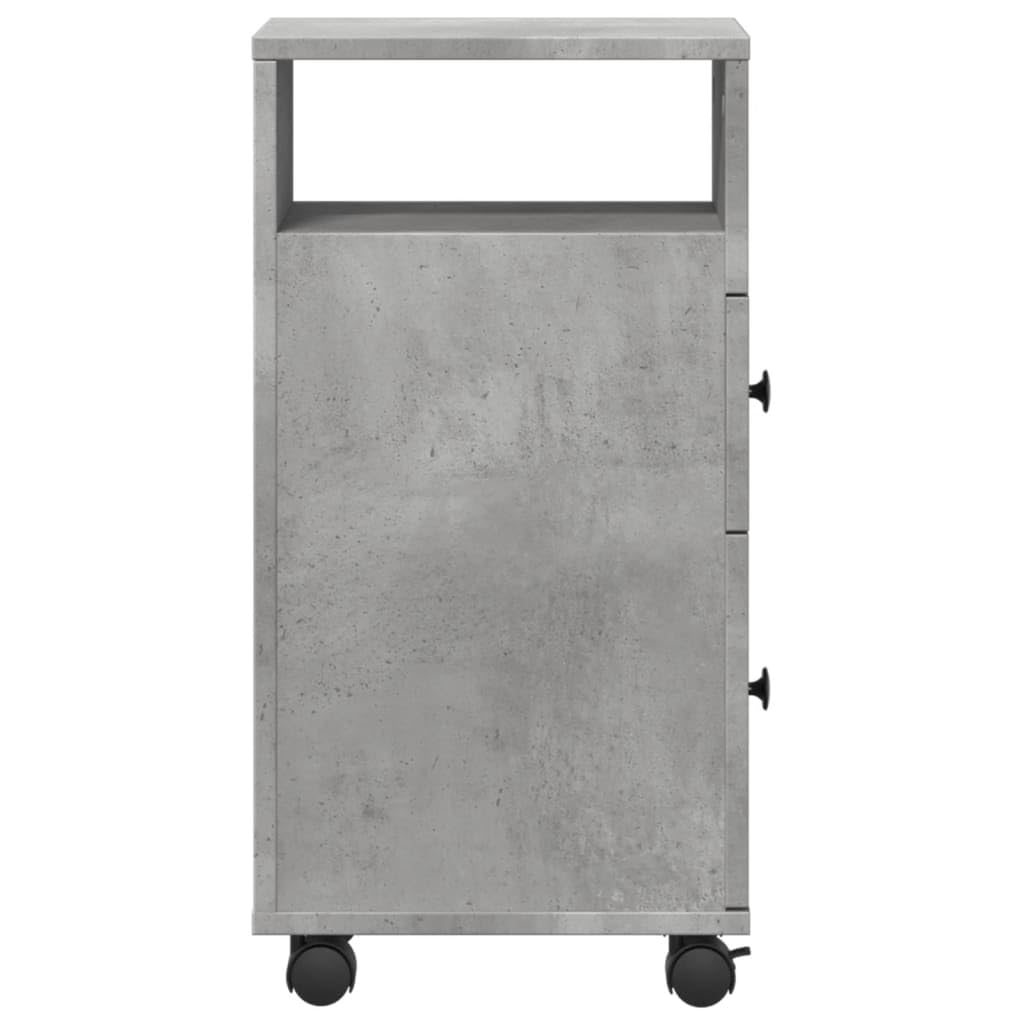 Meuble Étroit De Salle De Bain À roulettes Gris Béton