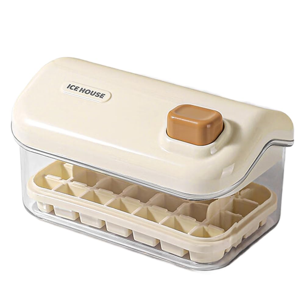CTRLZS Ice Storage Box Mold Household Ice Maker Large Capacity Ice Maker Refrigerator Homemade Ice Storage Box Creamy White B