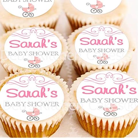 Personalised Pink Baby Shower Cupcake Toppers Cover
