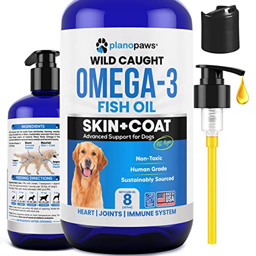 Omega 3 Fish Oil for Dogs – Liquid Fish Oil Supplement – Supports Skin & Coat, Joint Function & Overall Wellness – Easy to Serve – for All Breeds & Ages
