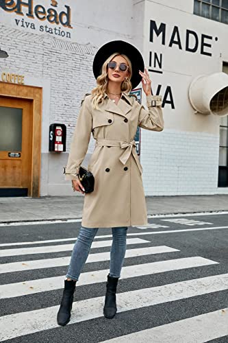 Makkrom Women'S Double Breasted Long Trench Coat Windproof Classic Lapel Slim Overcoat With Belt thumb #4