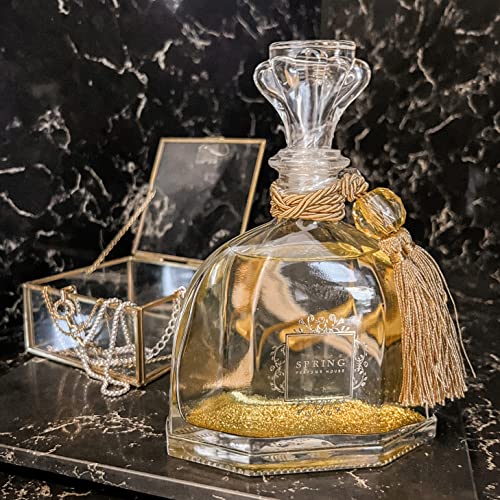 SPRING Diamond Decanter Reed Diffuser – Large 10.14 Oz | French-Made Fragrance | White Flower Scent with Lily, Jasmine & Tuberose | Gold Glitter Design - Image 6