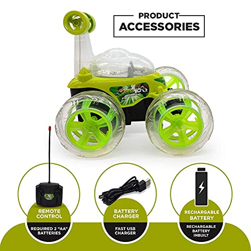 Image of Rock Star combo pack for kids Rechargeable Remote Control 360 degree plastic rolling stunt car with Music & Lights for children's age 3 to 12 years.Android Charger & 800 MAH Battery. 3 Hrs Running Time and 24 images digital projector watch
