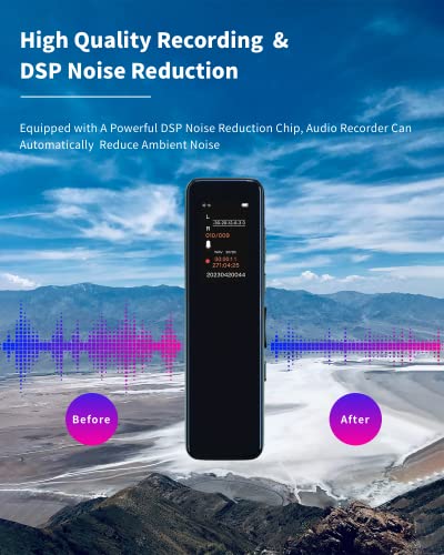 BliMySwe 64GB Diktiergerät Mini mit Wiedergabe, Aufnahmegerät mit Mikrofon, Digitaler Sprachrekorder mit Rauschunterdrückung, HD-Aufnahme, Sprachgesteuertes Aufnahmegerät Diktiergeräte Sound