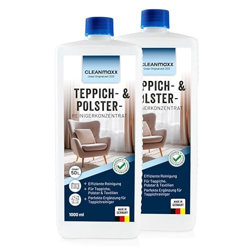 CLEANmaxx Teppichshampoo – ideal als Teppichreiniger & Polsterreiniger | Teppichreiniger Mittel – auch als Reiniger für Waschsauger & Foam Cleaner | geeignet für Sofa, Auto, Teppich, Polster etc.