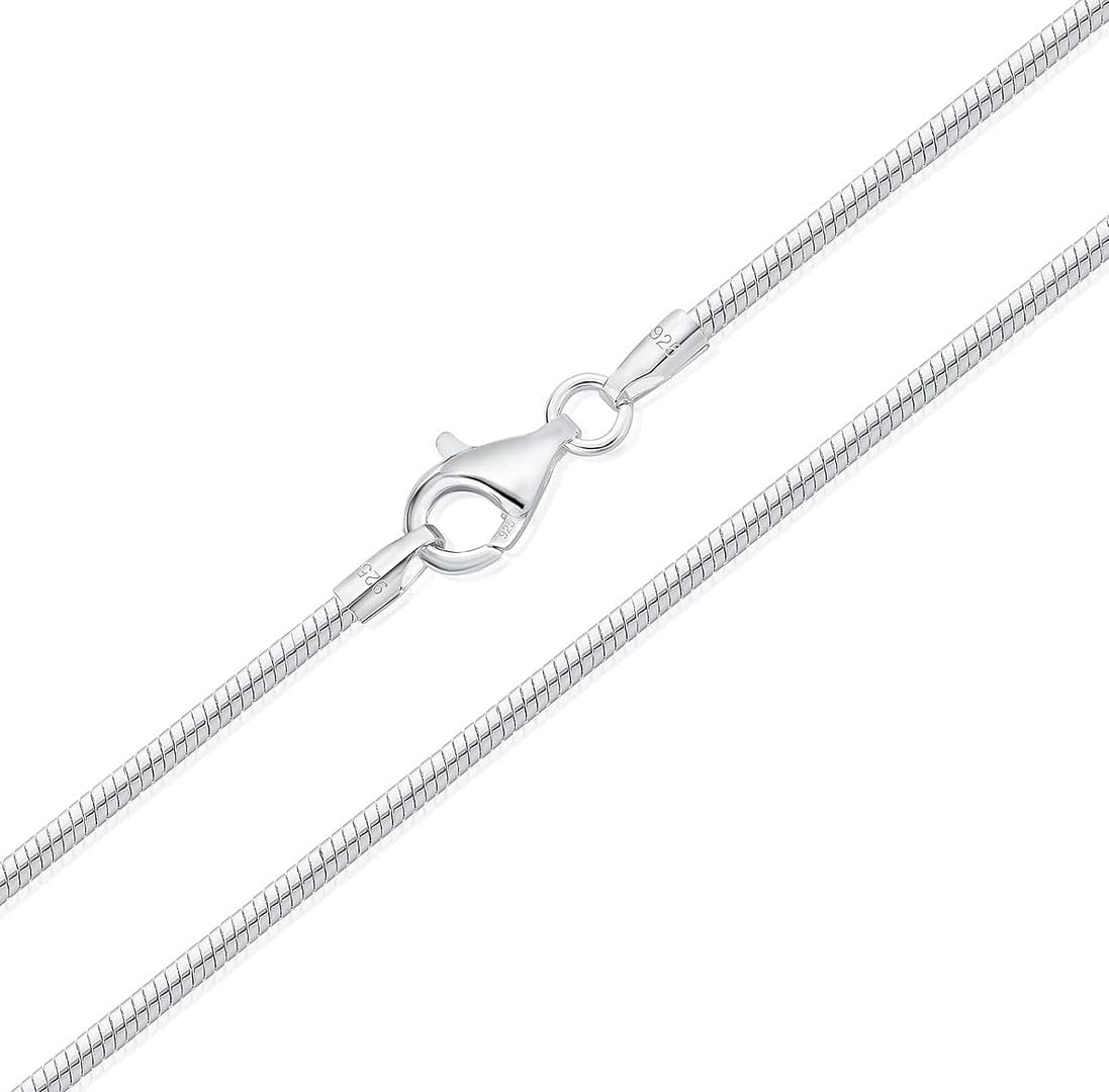 Adabele Solid 925 Sterling Silver 18K White Gold Snake Chain Necklace 1mm 2mm 3mm Thin Large Strong Tarnish Resistant Hypoallergenic Nickel Free Women Men Jewelry