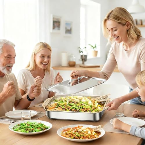 Recipiente de horno de acero inoxidable impermeable con tapa térmica y mango 3
