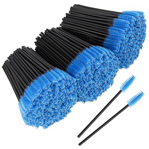 BTYMS 500 Pieces Disposable Mascara Wands Eyelash Brush Brow Brushes Applicators Lash Spoolies for Eye Lash Extension - Blue
