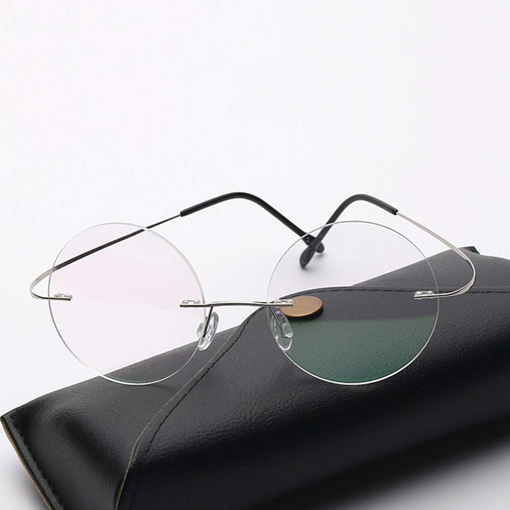 MANG Bifokal Lesebrille Randlose Lesehilfe Retro Runde Vollrandbrille Sehhilfe Blaulichtfilter Computerbrille, Herren/Damen/Unisex