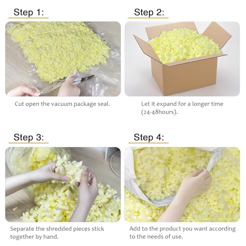 Jecqbor Bean Bag Filler: High-Density Ergonomic 5lbs Shredded Memory Foam Filling with Vacuum-Packed DIY Stuffing for Dog Beds, Punching Pillows & Kids Bean Bag Chair Refills