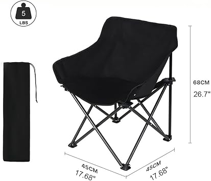 Folding Camping Chair Folding Outdoor Chair Foldable Chair for Camping, Picnic, Lawn, Beach,Barbeques,Travel,and Fishing,Folding Chair with Pocket Black/Khaki (Color : Black)