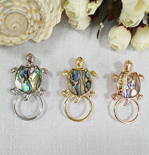 Image of Gold Sea Turtle Natural Abalone Shell Clip Eyeglass Holder Brooch Jewelry
