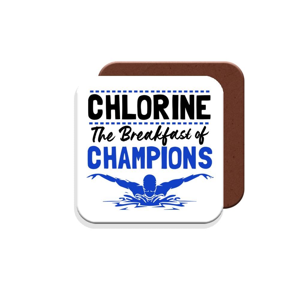 Muggz Coaster Gift For Swimmer/Swimming - Chlorine Breakfast Of Champions - Giftset - Made By In The Uk