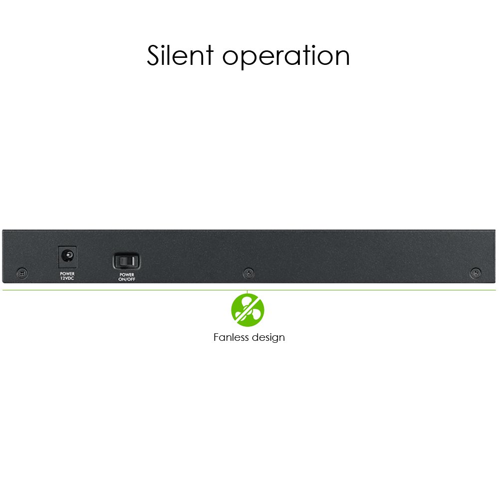 Zyxel 8-portowy przełącznik Gigabit | Smart Managed | montaż na biurku/stelażu i konstrukcja bez wentylatora | VLAN, IGMP, QoS [GS1900-8] | 8x GbE RJ-45 Porty, Bezwentylatorowy, VLAN, QoS, IGMP Snooping, Link Aggregation, Zestaw do Montażu Naściennego w K