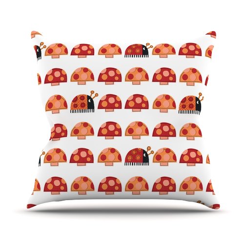 KESS InHouse Jane Smith Garden Ladybugs Orange Red Outdoor Throw Pillow, 26 by 26-Inch