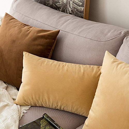Image of Khooti Velvet Cushion Cover Pack of 1-28 inch x 28 inch / 71 x 71 cm - Brown - Soft Pillow Covers Cushion Case for Sofa Bedroom Livingroom Chair Car, Cushion Cover