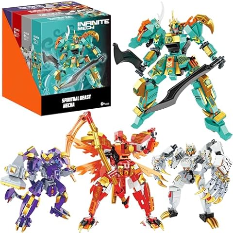 WishaLife Ninja Mech Dragon Robot Warrior Building Blocks Set, Creative Action Figure Toy Gift for Kids, Boys, Girls Ages 6 and Up (1263 Pieces) Cover