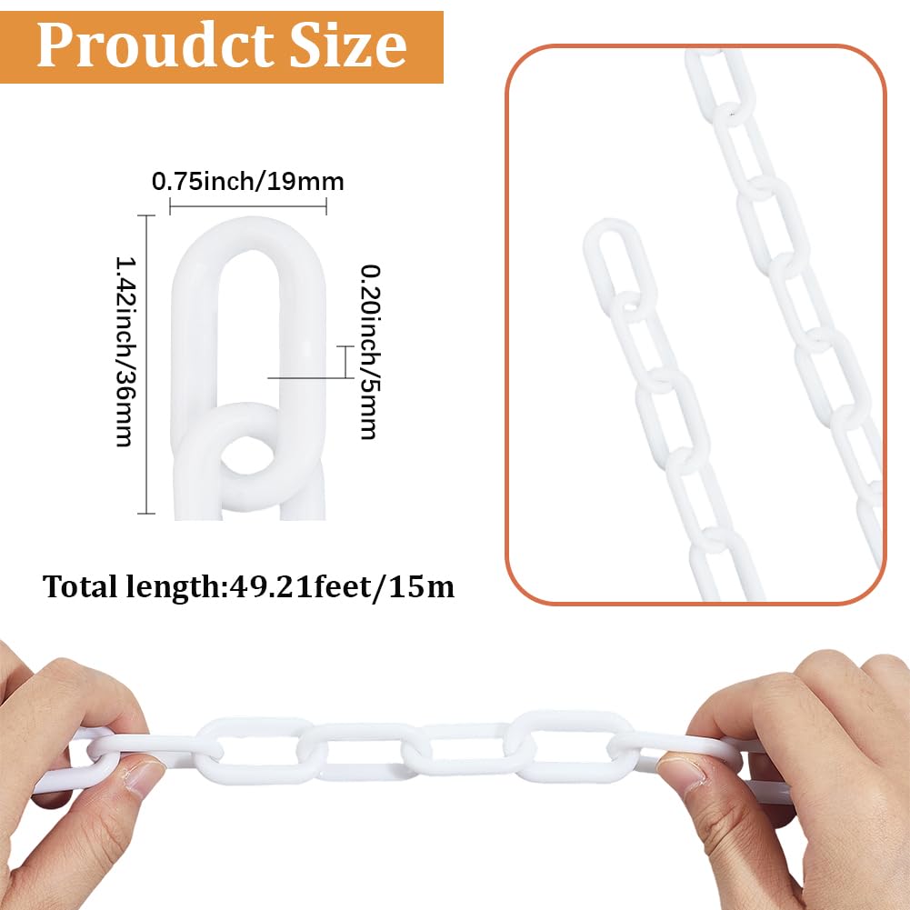 Chaîne Securi en plastique blanc (30 cm) – Chaîne BER en PVC, 49 cm de diamètre, lien de stationnement résistant aux intempéries, cônes de sécurité, alerte de présence BER