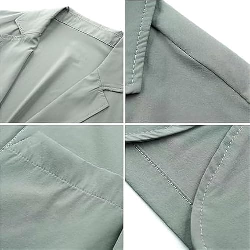 موتيم جاكيت بدلة عمل كاجوال محبوك للرجال بقصة ضيقة وزرين خفيف الوزن غير مبطن باكمام طويلة (الامارات العربية المتحدة/السعودية، الفا، XL، XXL، عادي، عادي، بيج)