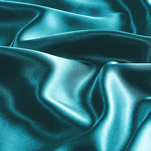BEDELITE Satin Pillowcase with Zipper, Teal King Size Pillow Cases Set of 2, Super Soft and Cooling Similar to Silk Pillow Cases, Gift for Women Men(20x40 Inches)