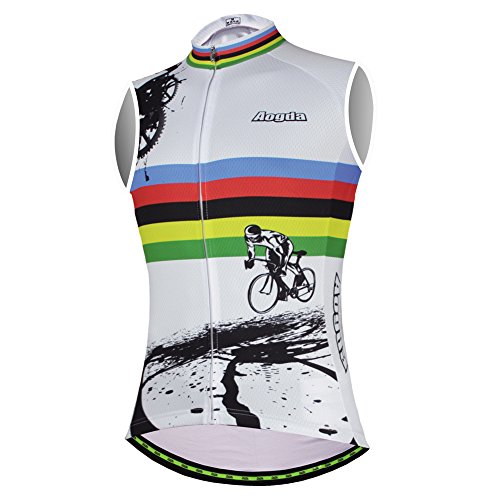 Aogda Team Cycling Jerseys Summer Biking Bike Sleeveless Shirts (A, XX-Large)