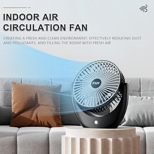 Image of 4000mAh High Speed ๐๐๐๐ก๐๐ซ๐ ๐๐๐๐ฅ๐ Table Fan for Home, ๐๐ฌ๐๐ข๐ฅ๐ฅ๐๐ญ๐ข๐ง๐ ๐๐๐ง with ๐๐๐ ๐๐ข๐ ๐ก๐ญ | ๐๐๐ ๐๐๐ซ๐ฌ๐จ๐ง๐๐ฅ Fan, ๐ ๐๐ฉ๐๐๐ (F0 - Black)
