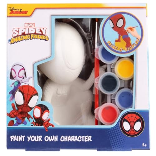 Disney Junior Spiderman e os seus amigos, figura de gesso para pintar com pinturas e pincel, artesanato criativo para crianças + 3 anos