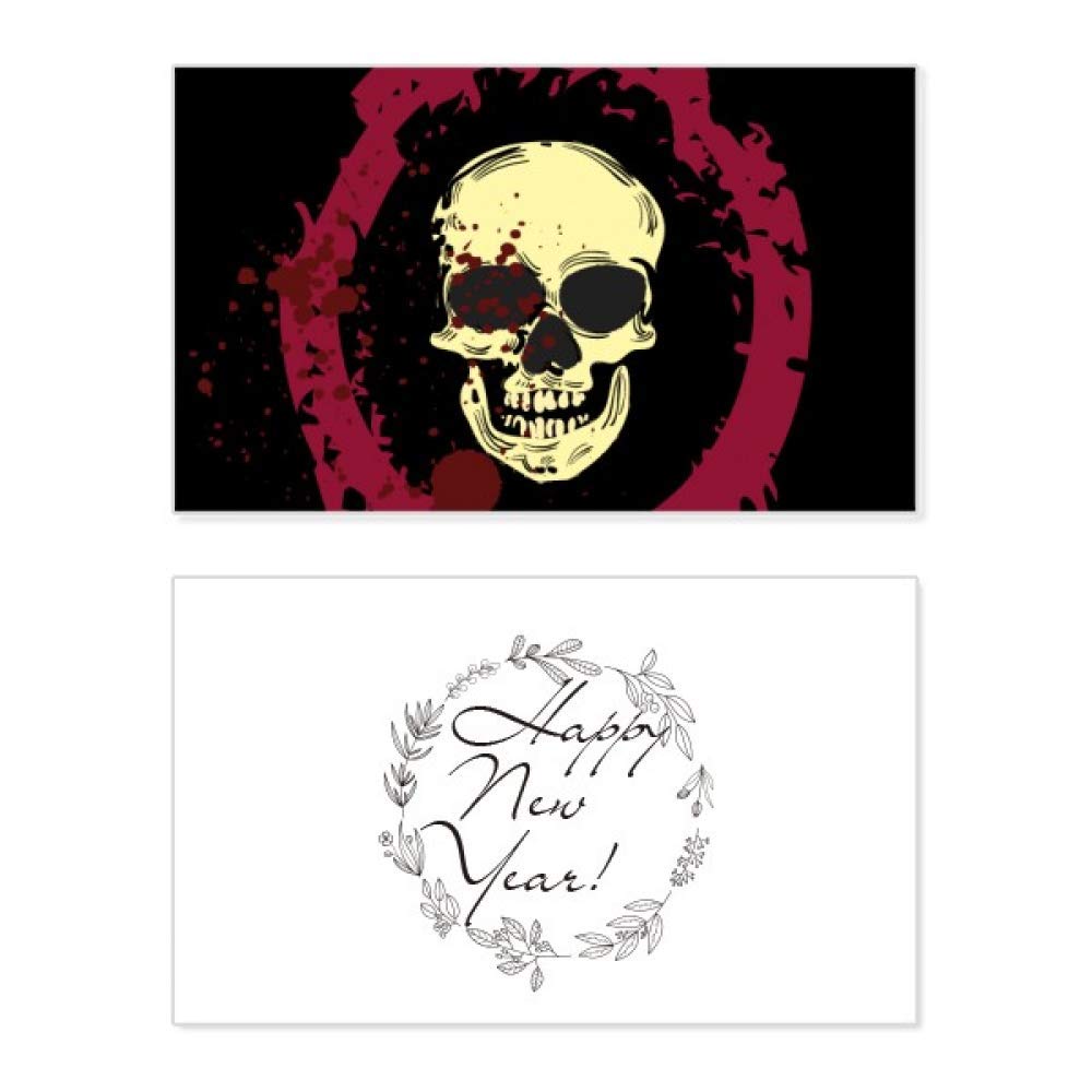 Tarjeta de felicitación de Año Nuevo con calavera de Halloween y acabado gráfico detallado 5