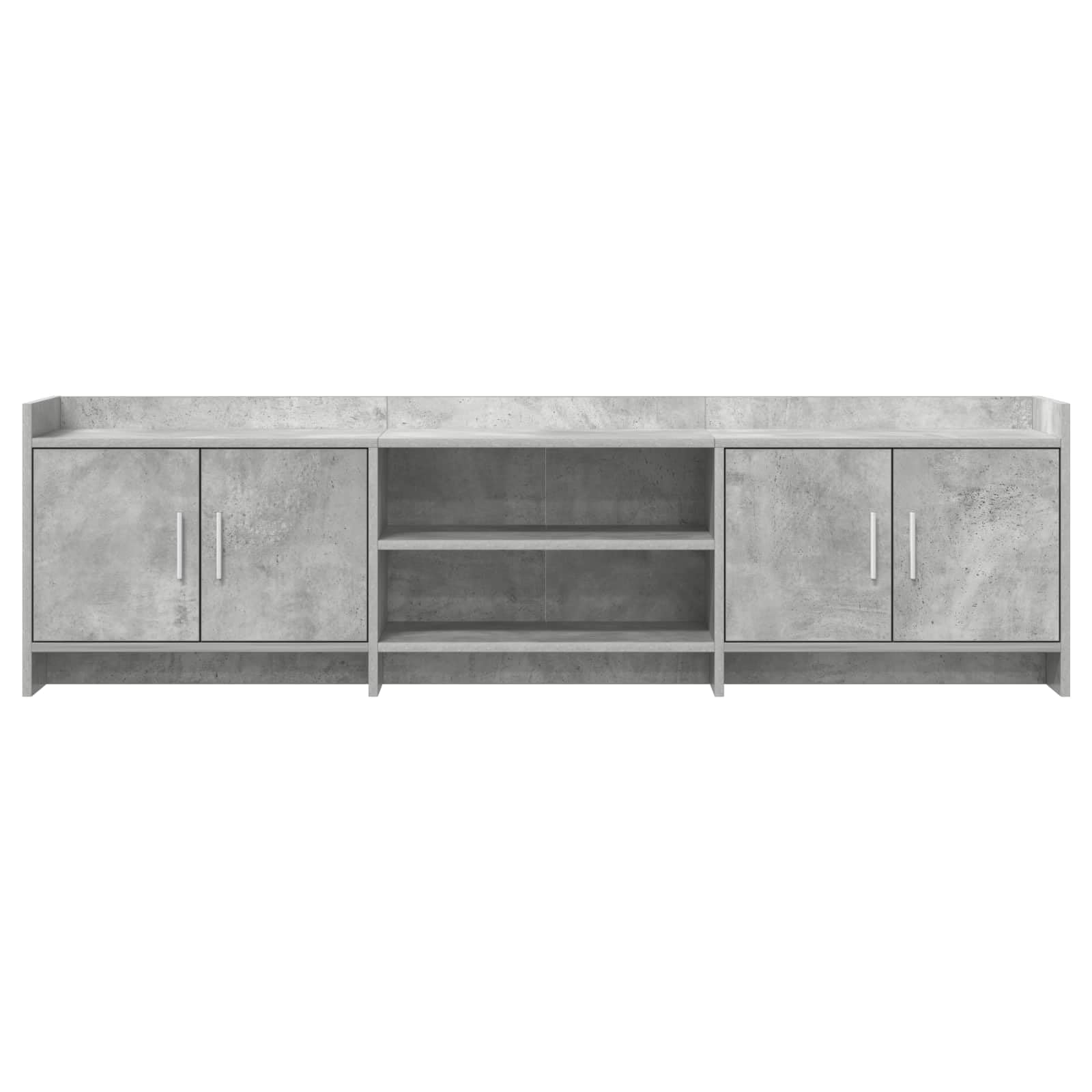 Szafka pod telewizor 168 x 33 x 47 cm, szara betonowa z materiału drewnopochodnego, niska szafka z 4 drzwiami, 2 półki, miejsce do przechowywania do salonu, sypialni, do gier i kina