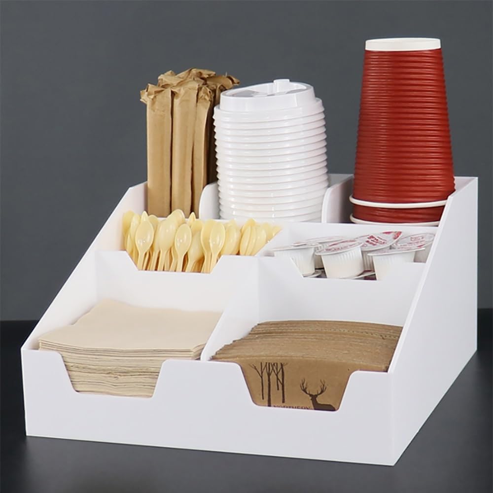 hansum Bar Caddy Bar Organizador Bar Tidy Cocktail Servilletero Soporte para Pajitas Estación de Café y Té (Color: Negro, Tamaño: B)