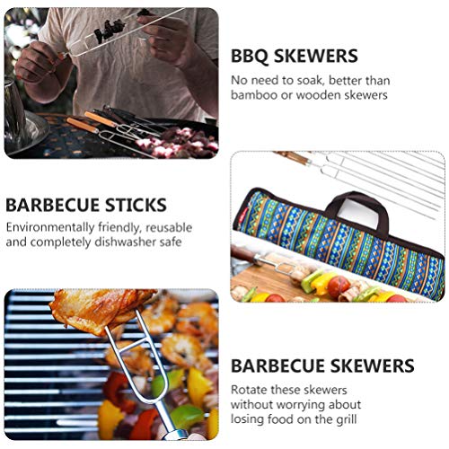 Angoily 5Pcs Espetos de Churrasco Duplo Prong Grelhar Espetos Espetos De CHURRASCO de Aço Inoxidável