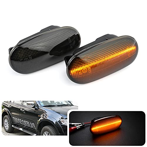 NJSSJD Clignotant latéral à LED ambrée fumée, pour Mitsubishi L200 Triton Pajero Sport Lancer Estate Coupe Sedan Evo Colt IV V Galant Cover